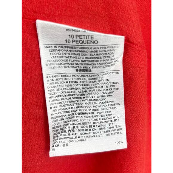 Banana Republic 100% Linen Orange High Low Sleeveless Tank Dress Size 10P - Picture 8 of 9